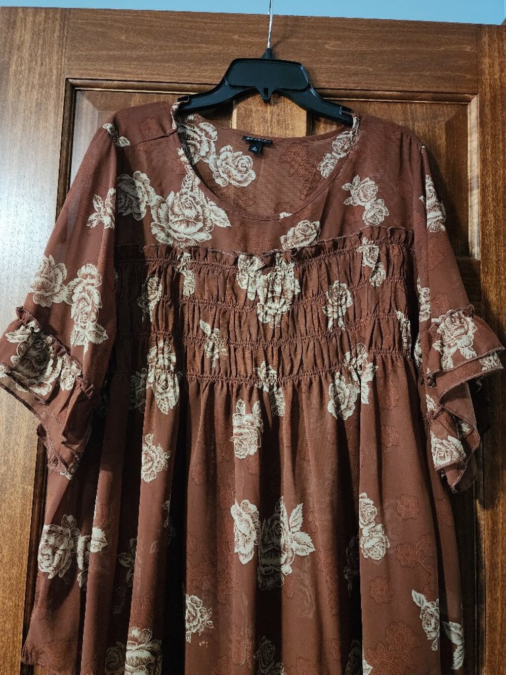 Torrid Brown Floral Chiffon Babydoll Top